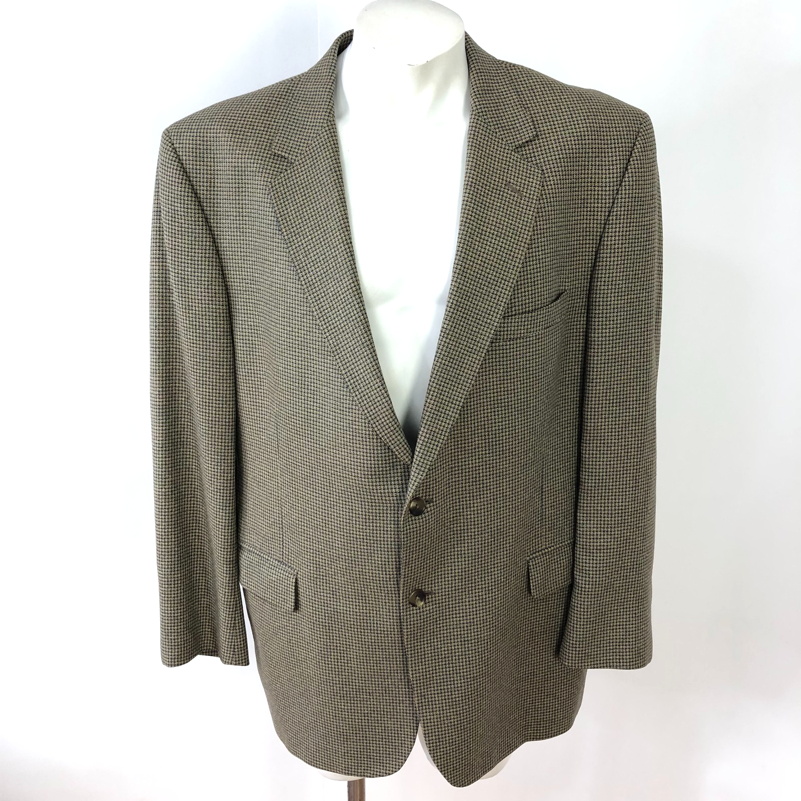 Jos. A Bank 46r Silk Wool Blend Button Sport Coat Jacket Brown Blue